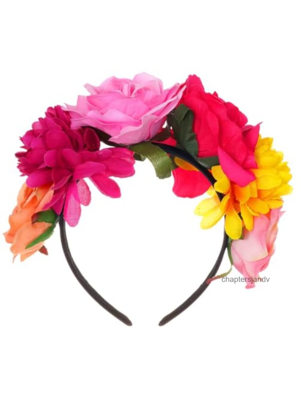 Floral Fabric Rose Crown Headband Day of the Dead Costume Accessory